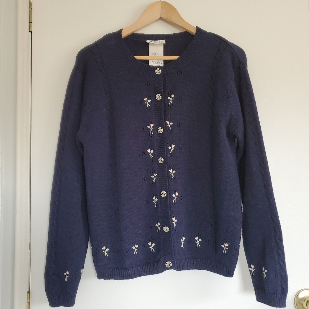 Vintage Northern Reflections Button Front Cardigan Size S Blue Floral